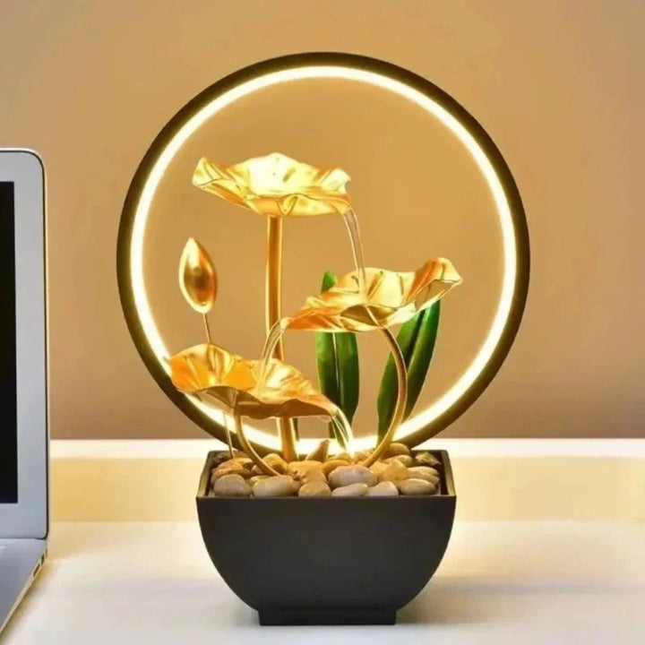 Lisslune | TranquiliGlow - Illuminated Lotus Water Fountain Table Decoration