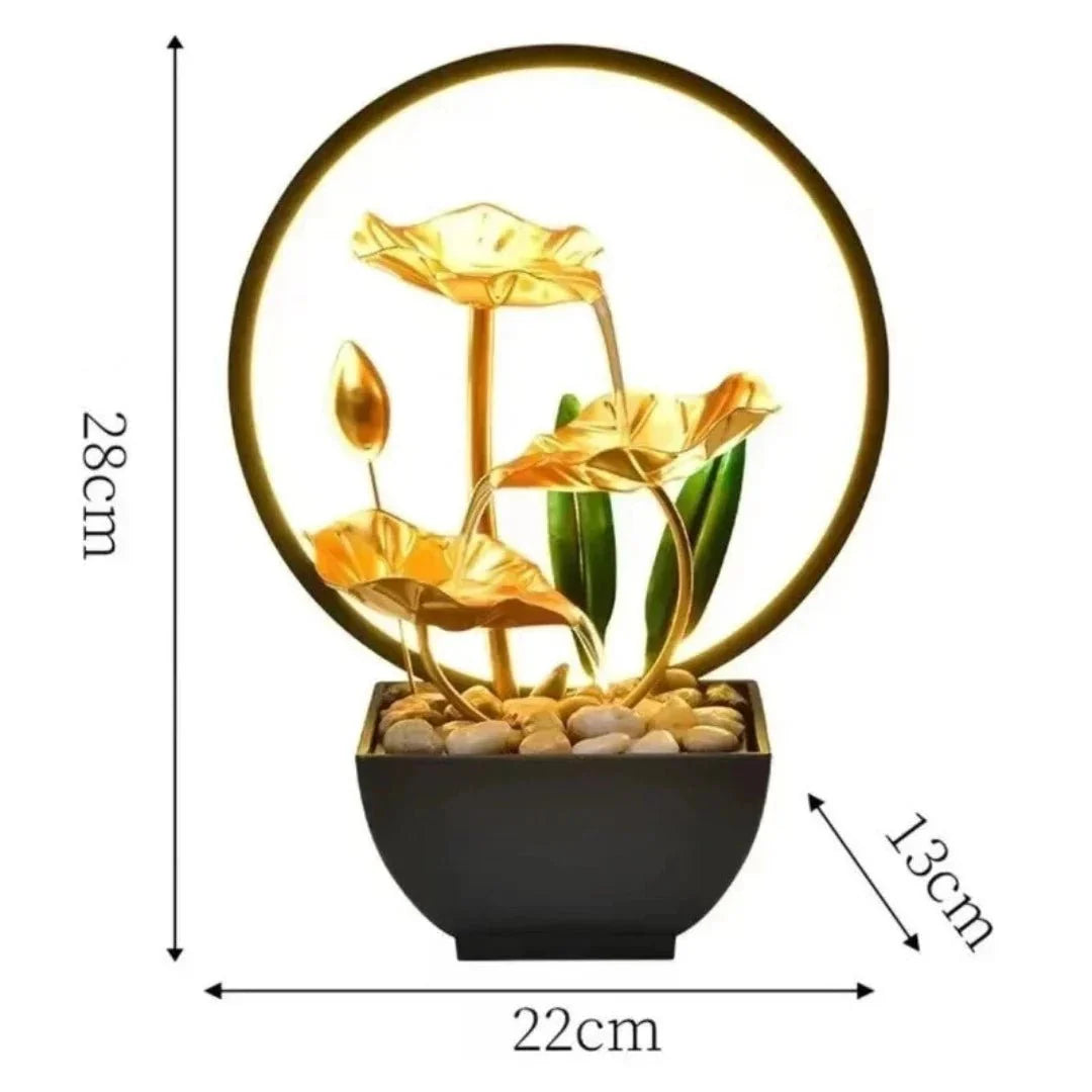 Lisslune | TranquiliGlow - Illuminated Lotus Water Fountain Table Decoration