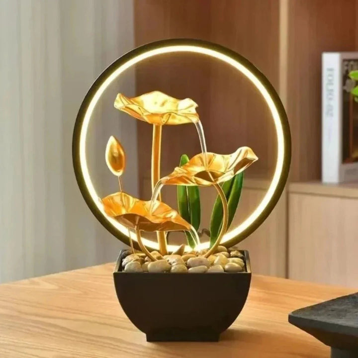 Lisslune | TranquiliGlow - Illuminated Lotus Water Fountain Table Decoration