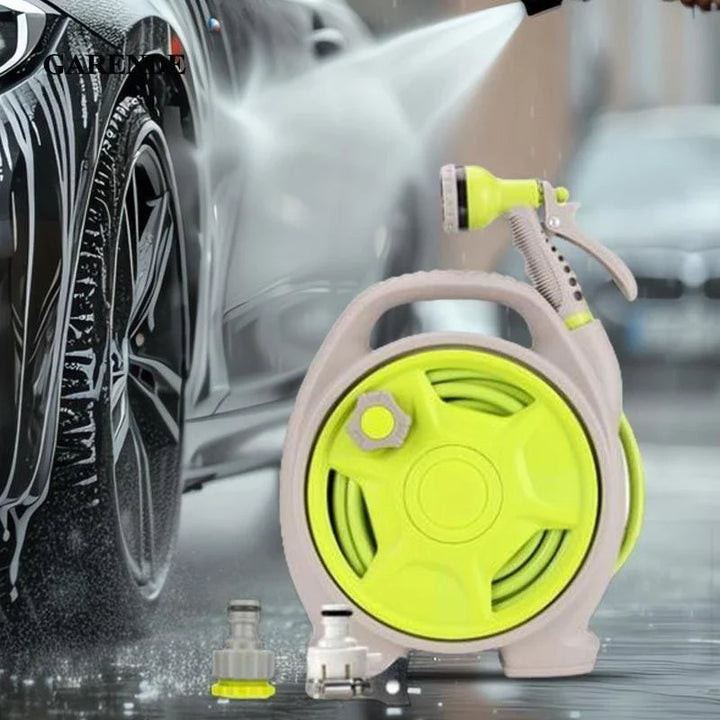 Lisslune | Practical hose reel with spray nozzle – Compact garden hose cart for easy watering