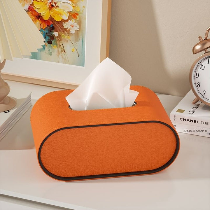Lisslune | TissuLuxe Oval – Leather Tissue Box Cover for Living Room, Car & Office