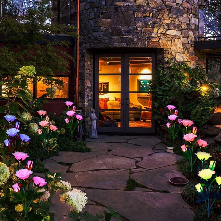 Lisslune | Solar-powered rose lights – garden stakes with solar panel for decorative lighting
