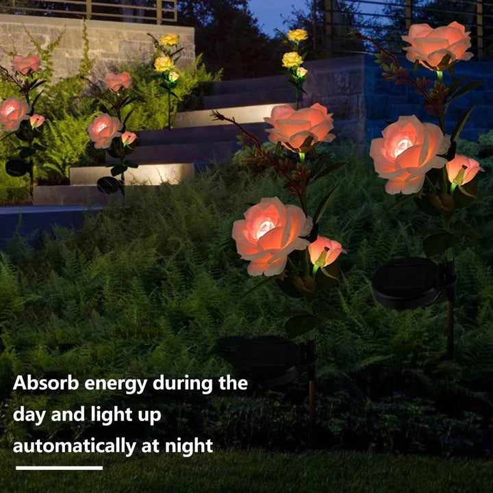 Lisslune | Solar-powered rose lights – garden stakes with solar panel for decorative lighting