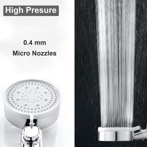 Lisslune | 5-Mode Shower Head for Low Pressure | Stop Button for Easy Water Control