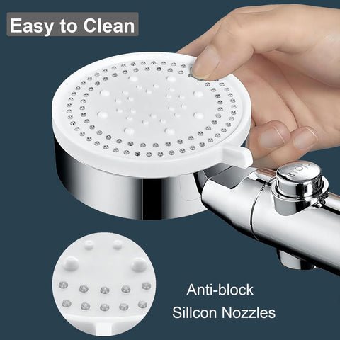 Lisslune | 5-Mode Shower Head for Low Pressure | Stop Button for Easy Water Control