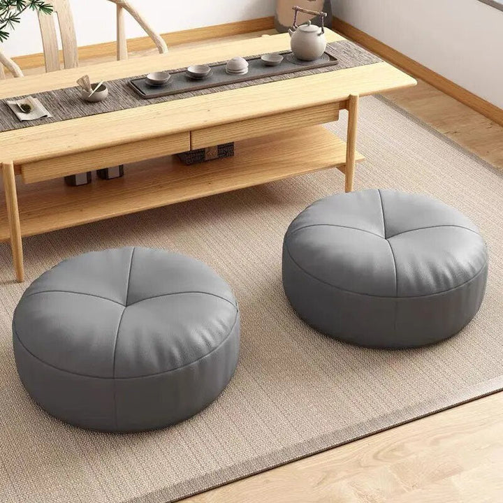 Lisslune | Zen Cushion – Round Japanese Seat Cushion made of Nappa Leather in Tatami Style