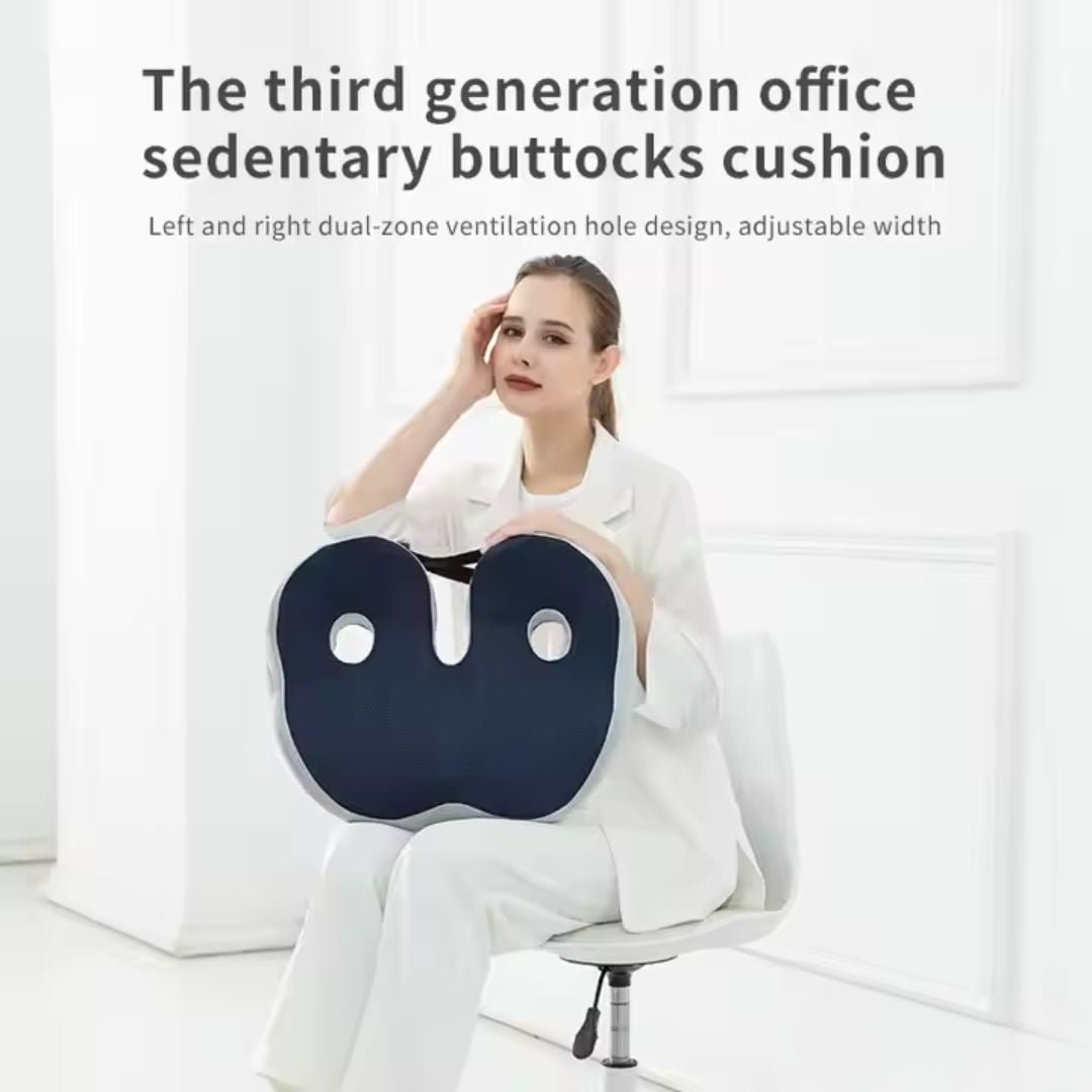 Lisslune | SITRELIEF – Adjustable Memory Foam Seat Cushion for Tailbone & Back Support