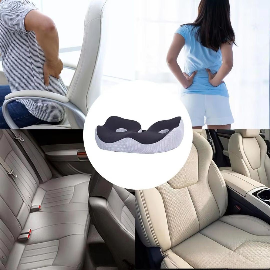 Lisslune | SITRELIEF – Adjustable Memory Foam Seat Cushion for Tailbone & Back Support
