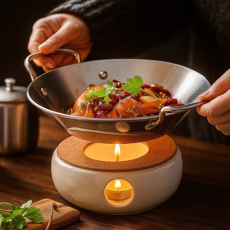 Lisslune | SizzleServe – Flat Stainless Steel Pan with Dual Fry Trays