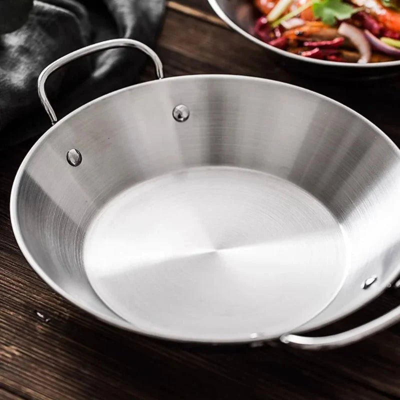 Lisslune | SizzleServe – Flat Stainless Steel Pan with Dual Fry Trays