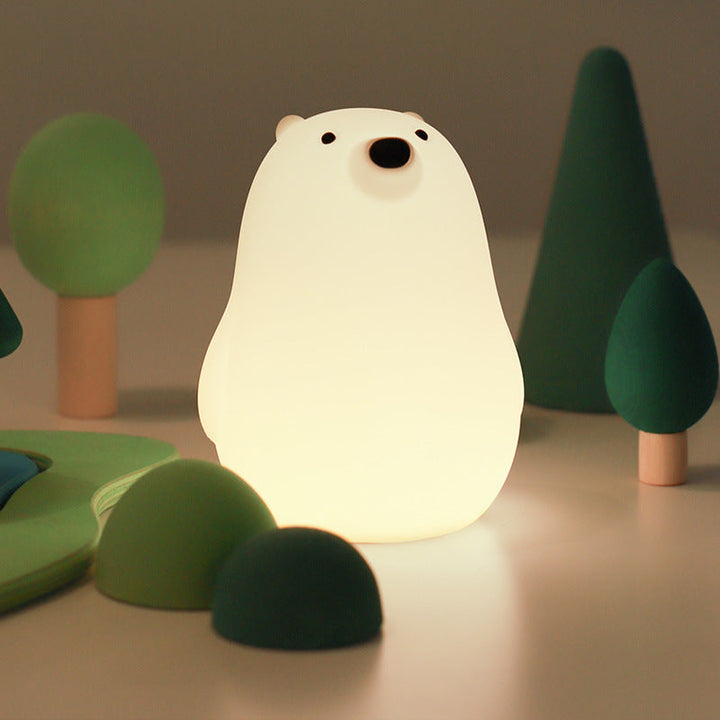 Lisslune | Squeezeable Silicone White Bear LED Night Light - Perfect Gift for Kids and Girls