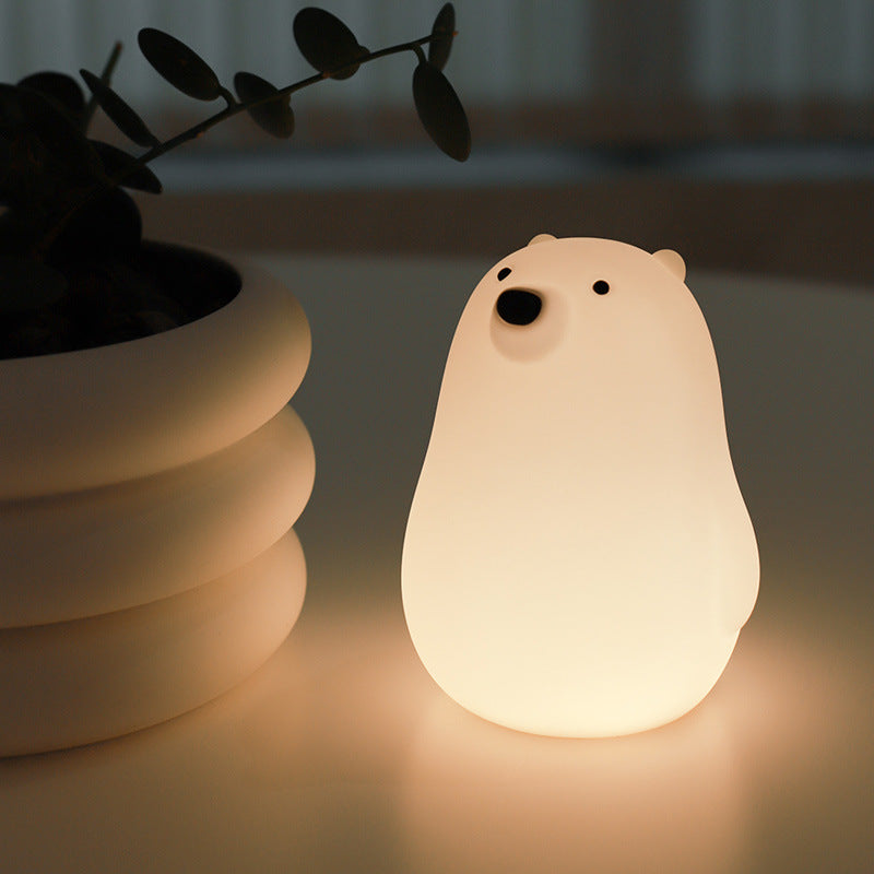 Lisslune | Squeezeable Silicone White Bear LED Night Light - Perfect Gift for Kids and Girls