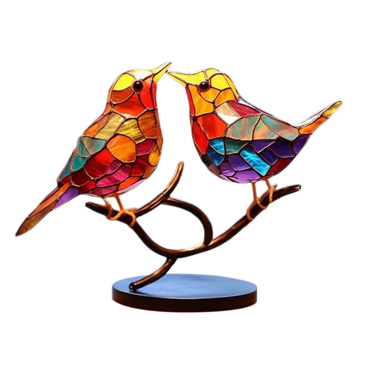 Lisslune | Birds on Branches Stained Glass Ornaments