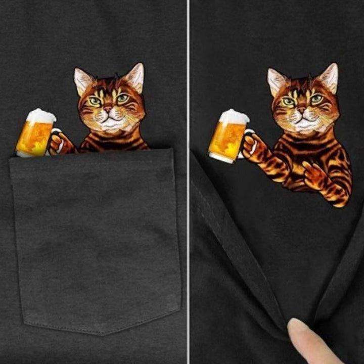 Lisslune | Pockets Middle Finger Cat T-Shirt
