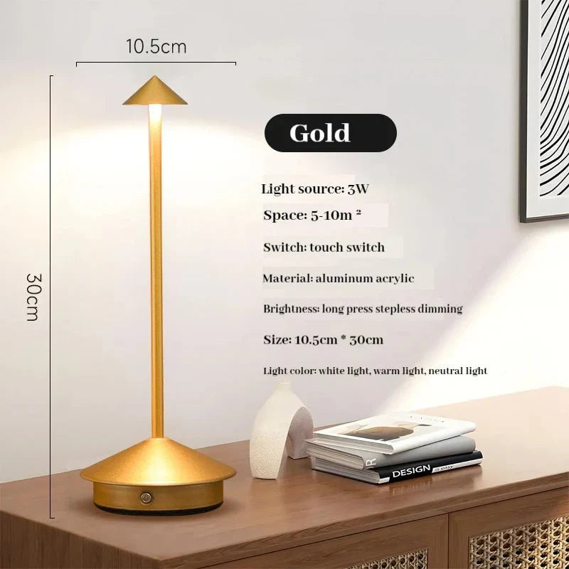 Lisslune | Elegant rechargeable metallic table lamp