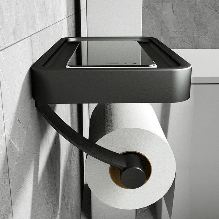 Lisslune | RVS Shelf | Drill-free Toilet Roll Holder with Storage Shelf made of Stainless Steel