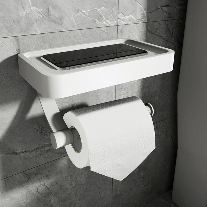 Lisslune | RVS Shelf | Drill-free Toilet Roll Holder with Storage Shelf made of Stainless Steel