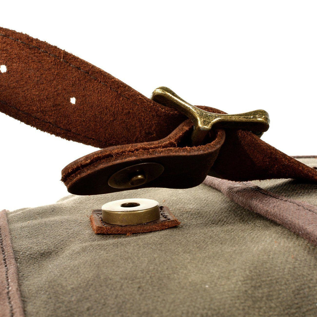 Lisslune | HorizonPath - Compact Vintage Shoulder Bag - High-Quality Waxed Cotton and Full-Grain Leather