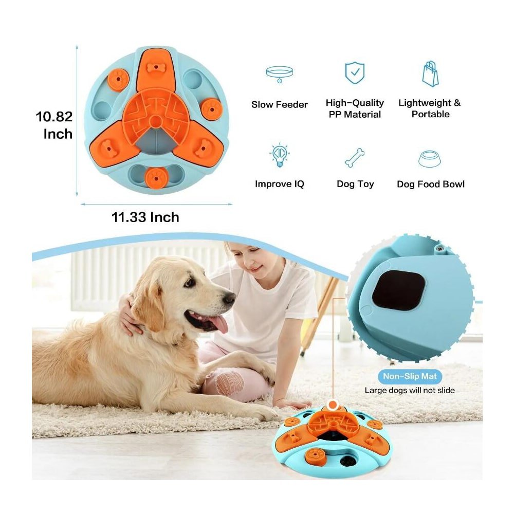 Lisslune | Slowfeed Puzzle Bowl – Rotating Dog Bowl for Slow Eating and Mental Stimulation