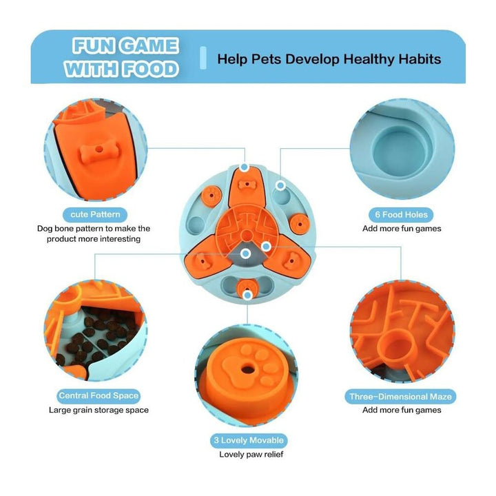 Lisslune | Slowfeed Puzzle Bowl – Rotating Dog Bowl for Slow Eating and Mental Stimulation