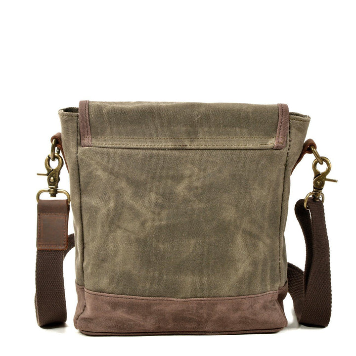 Lisslune | HorizonPath - Compact Vintage Shoulder Bag - High-Quality Waxed Cotton and Full-Grain Leather