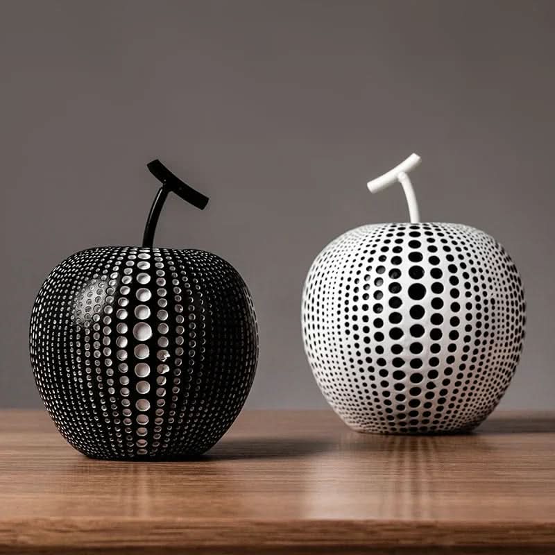 Lisslune | MonoApple Decorative Figurine – Black & White Polka Dot Apple