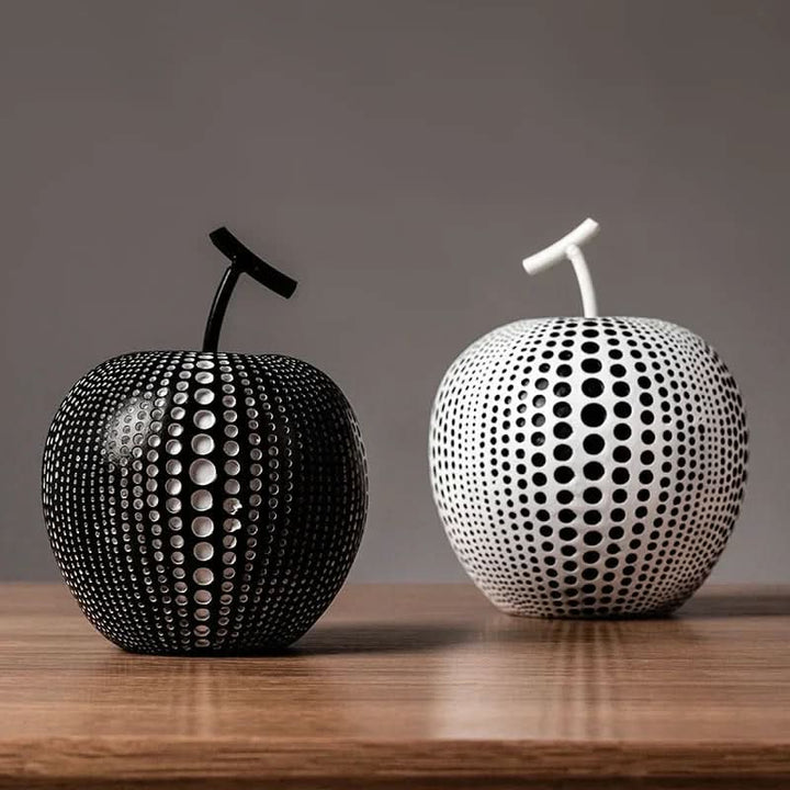 Lisslune | MonoApple Decorative Figurine – Black & White Polka Dot Apple