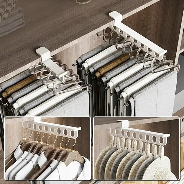 Lisslune | SmartGlide Pull-Out Rack – Space-Saving Closet Organizer for Pants, Scarves, Ties – Easy Glide System – Stylish and Modern Design