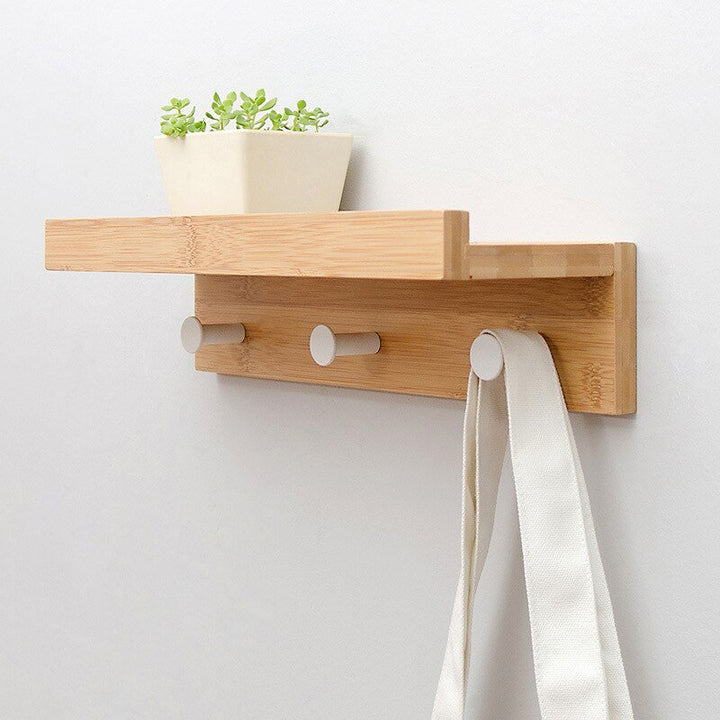 Lisslune | Smash Wall Shelf with Hooks – Multifunctional Wooden Storage Rack for Any Room