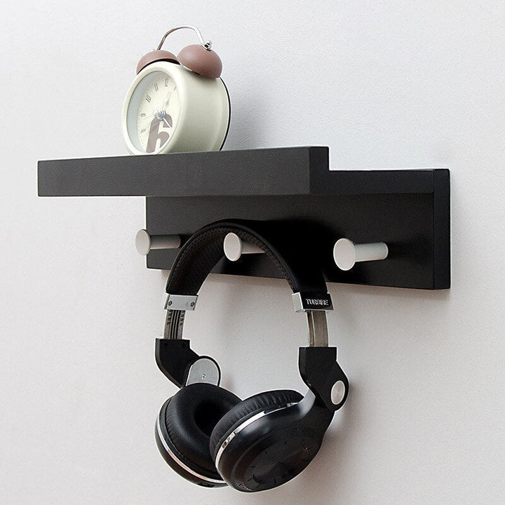 Lisslune | Smash Wall Shelf with Hooks – Multifunctional Wooden Storage Rack for Any Room