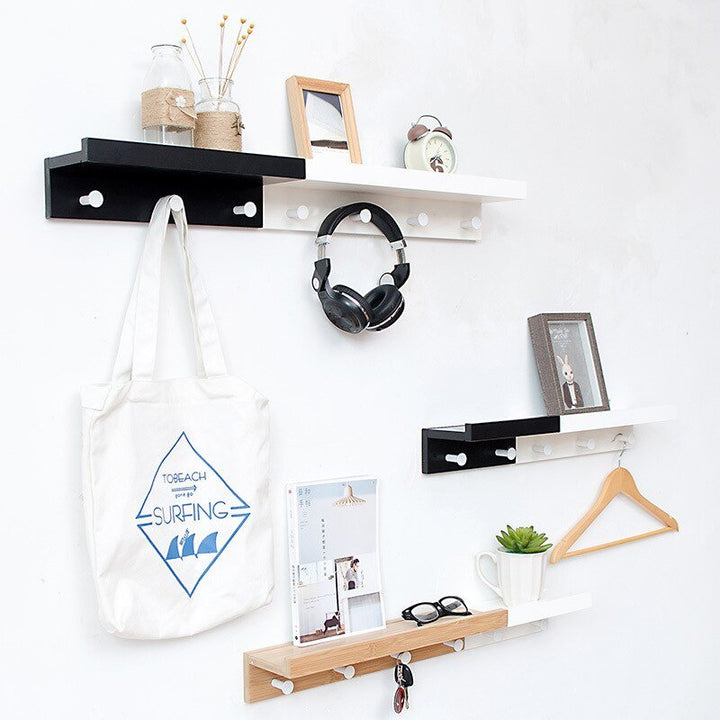 Lisslune | Smash Wall Shelf with Hooks – Multifunctional Wooden Storage Rack for Any Room
