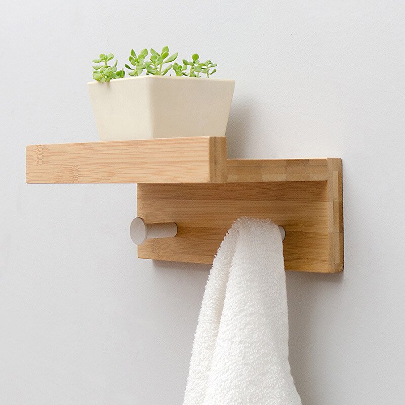 Lisslune | Smash Wall Shelf with Hooks – Multifunctional Wooden Storage Rack for Any Room