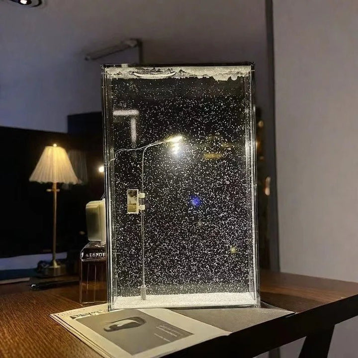 Lisslune | Snowy Scene Night Lights – DIY Christmas Street Lamp with Flowing Snow Effect for Magical Holiday Desktop Décor