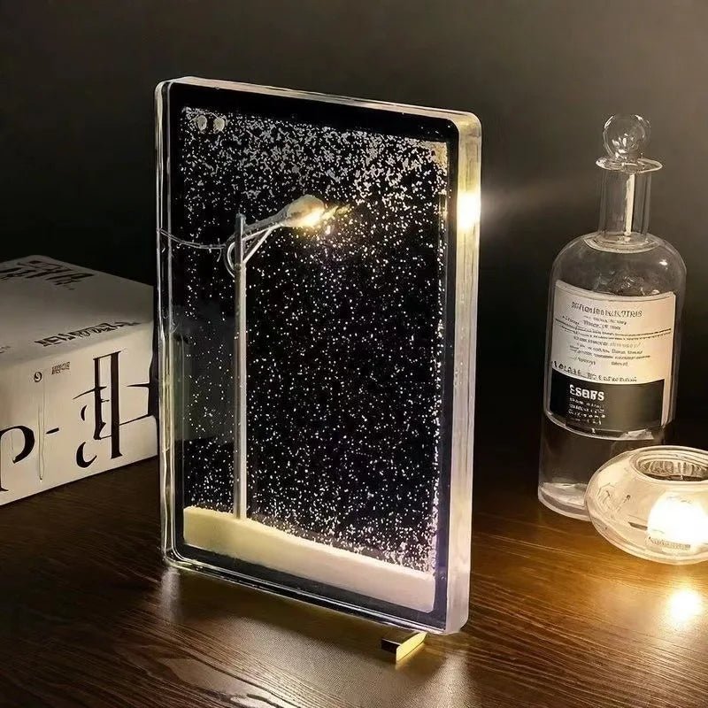 Lisslune | Snowy Scene Night Lights – DIY Christmas Street Lamp with Flowing Snow Effect for Magical Holiday Desktop Décor