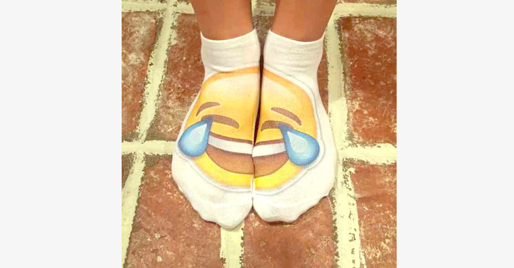 Lisslune | 3D smiling emoji fashion one-sided print cotton socks