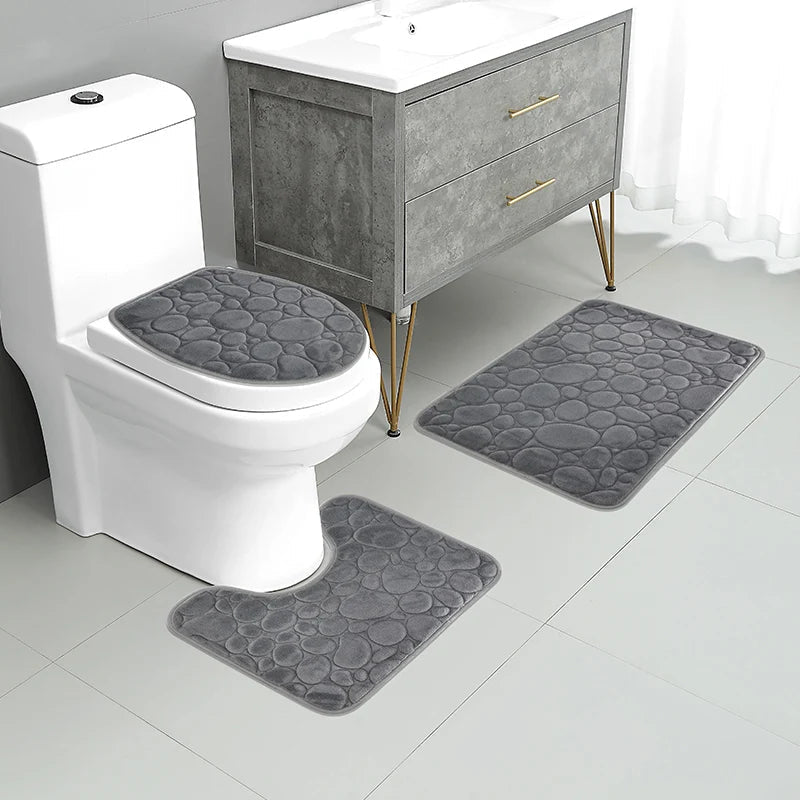 Lisslune | Softura – 3-Piece Non-Slip Bathroom Mat Set with Comfort & Style