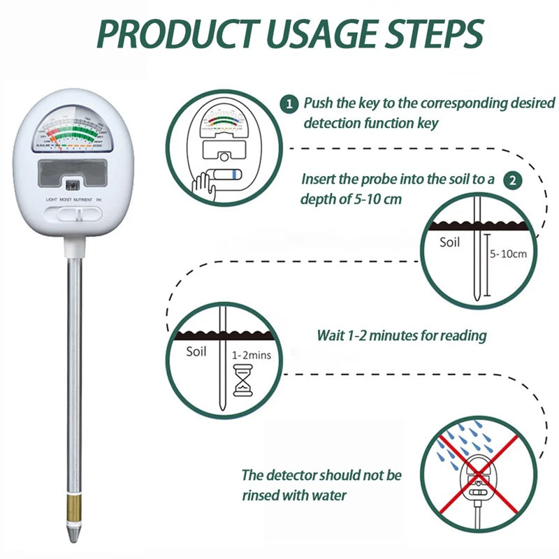 Lisslune | 4-In-1 Smart Soil Meter for Precise Plant Care Monitoring