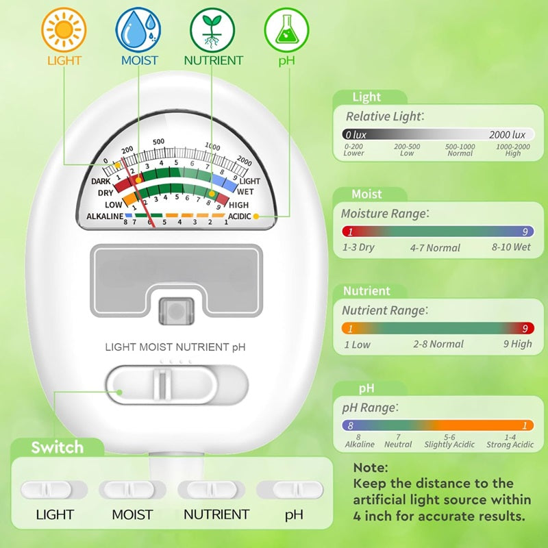 Lisslune | 4-In-1 Smart Soil Meter for Precise Plant Care Monitoring