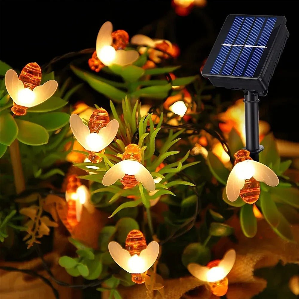 Lisslune | Solar Honey Bee String Lights - Waterproof Lights for Garden, Christmas, Wedding, Party Outdoor Lighting