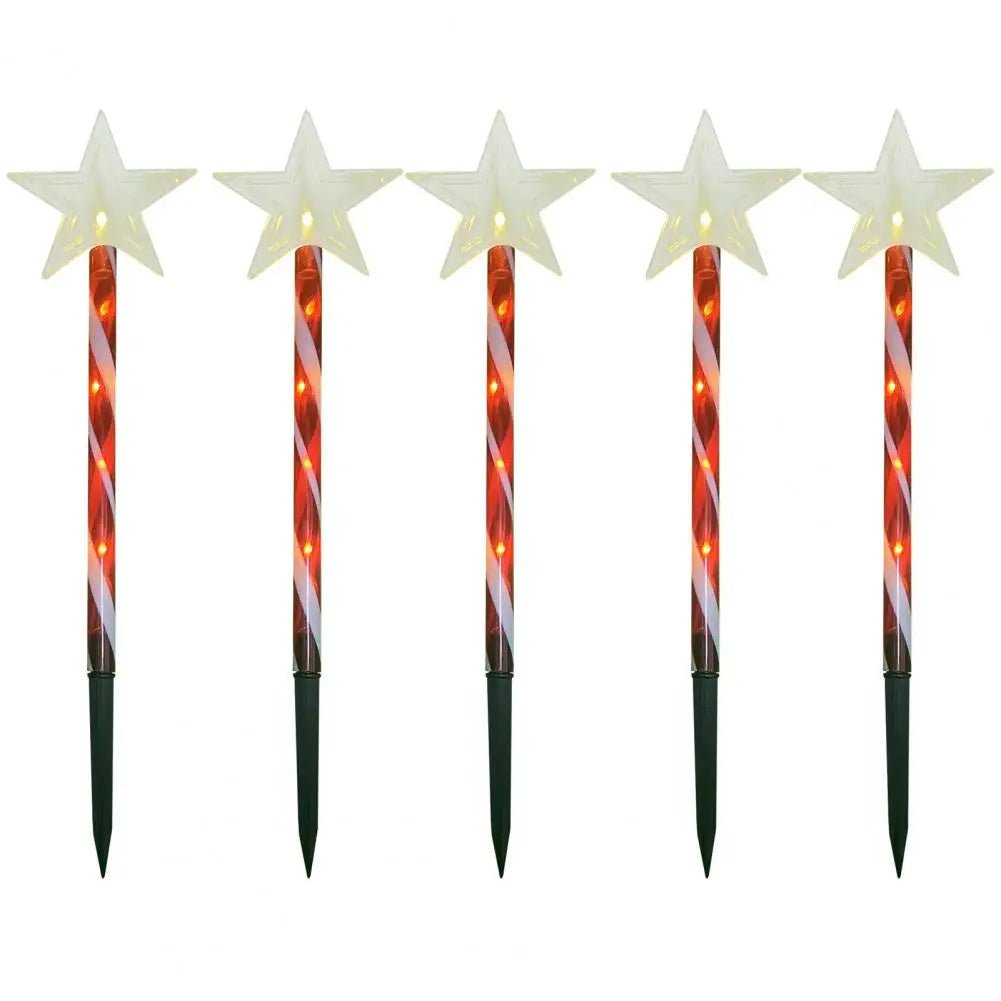 Lisslune | Solar Snowflake Christmas Tree Garden Lights – 5pcs. Waterproof LED Stake Lights for Magical Outdoor Christmas Décor and Year-Round Lawn Illumination