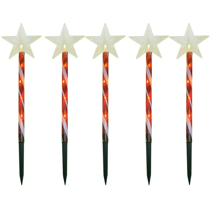 Lisslune | Solar Snowflake Christmas Tree Garden Lights – 5pcs. Waterproof LED Stake Lights for Magical Outdoor Christmas Décor and Year-Round Lawn Illumination