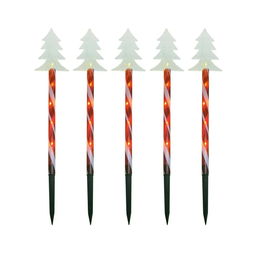 Lisslune | Solar Snowflake Christmas Tree Garden Lights – 5pcs. Waterproof LED Stake Lights for Magical Outdoor Christmas Décor and Year-Round Lawn Illumination
