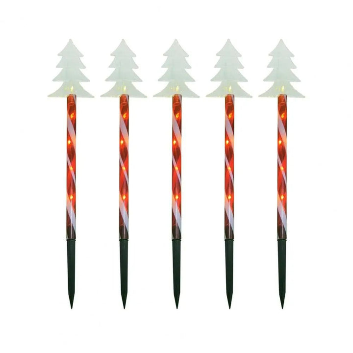 Lisslune | Solar Snowflake Christmas Tree Garden Lights – 5pcs. Waterproof LED Stake Lights for Magical Outdoor Christmas Décor and Year-Round Lawn Illumination