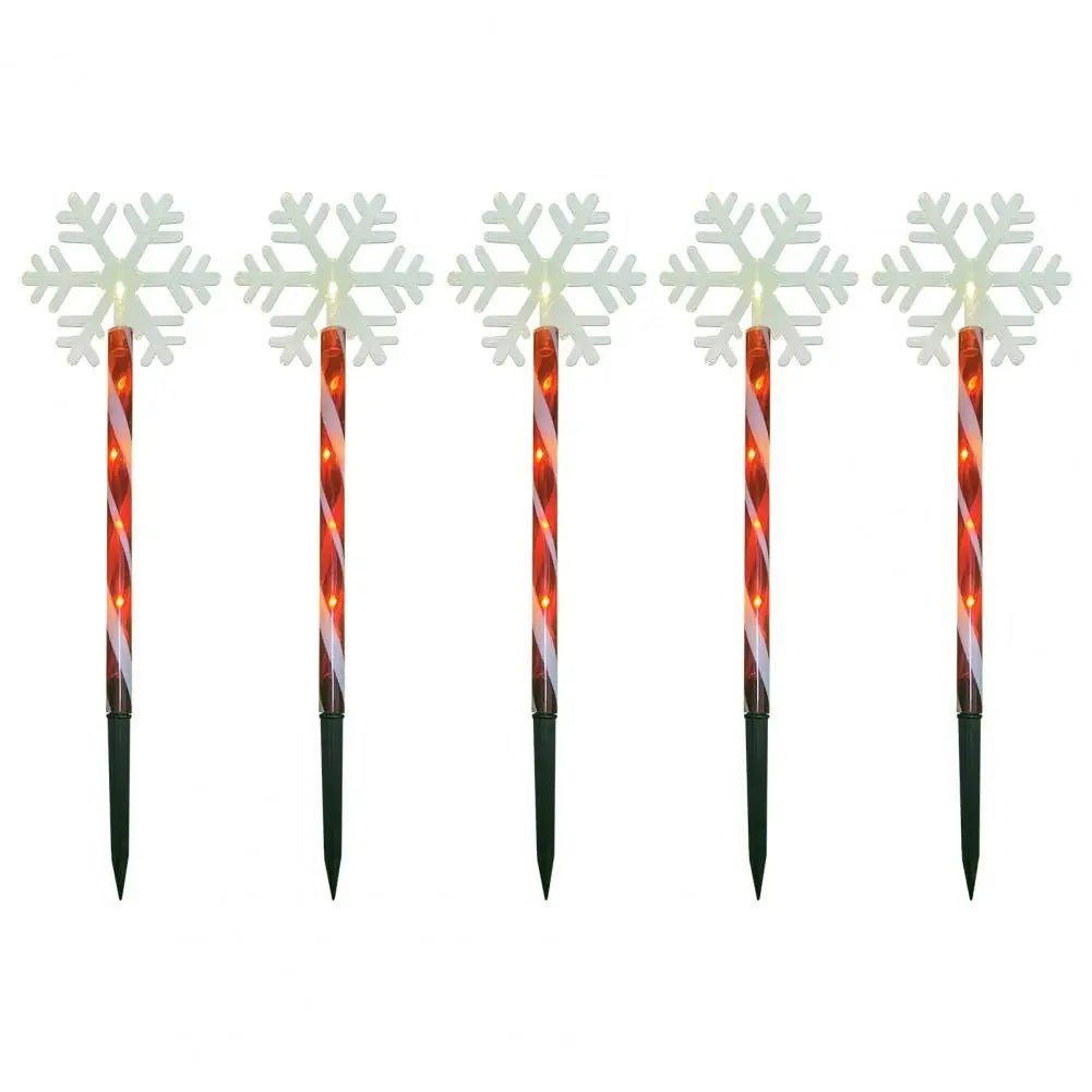Lisslune | Solar Snowflake Christmas Tree Garden Lights – 5pcs. Waterproof LED Stake Lights for Magical Outdoor Christmas Décor and Year-Round Lawn Illumination
