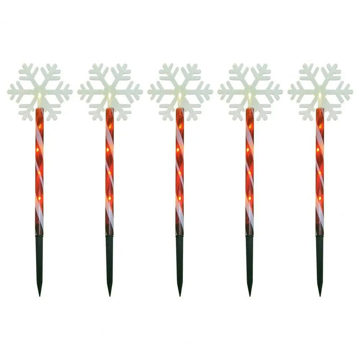Lisslune | Solar Snowflake Christmas Tree Garden Lights – 5pcs. Waterproof LED Stake Lights for Magical Outdoor Christmas Décor and Year-Round Lawn Illumination