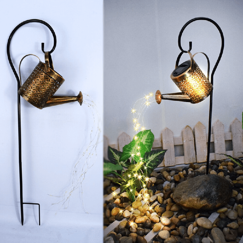 Lisslune | Solar Watering Can Lamp – Wrought Iron Garden Light with 36 Warm LEDs for Magical Outdoor Ambience
