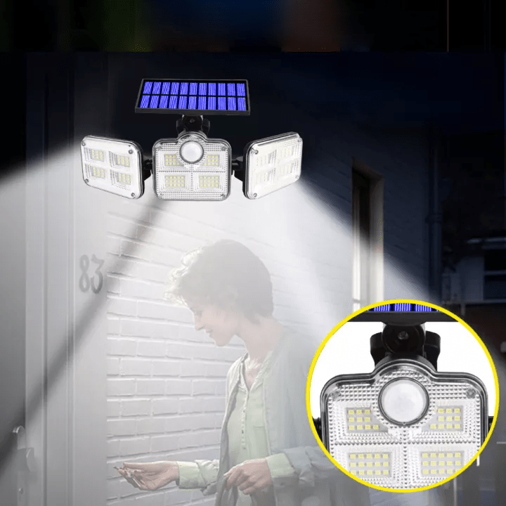 Lisslune | SOLARMAX – 360° Rotating Triple Head Solar Security Wall Light