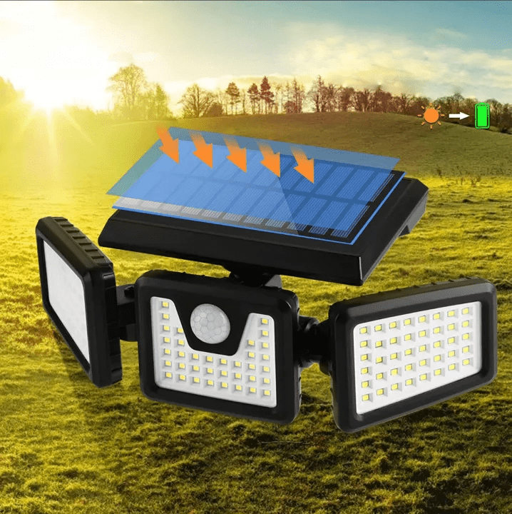 Lisslune | SOLARMAX – 360° Rotating Triple Head Solar Security Wall Light
