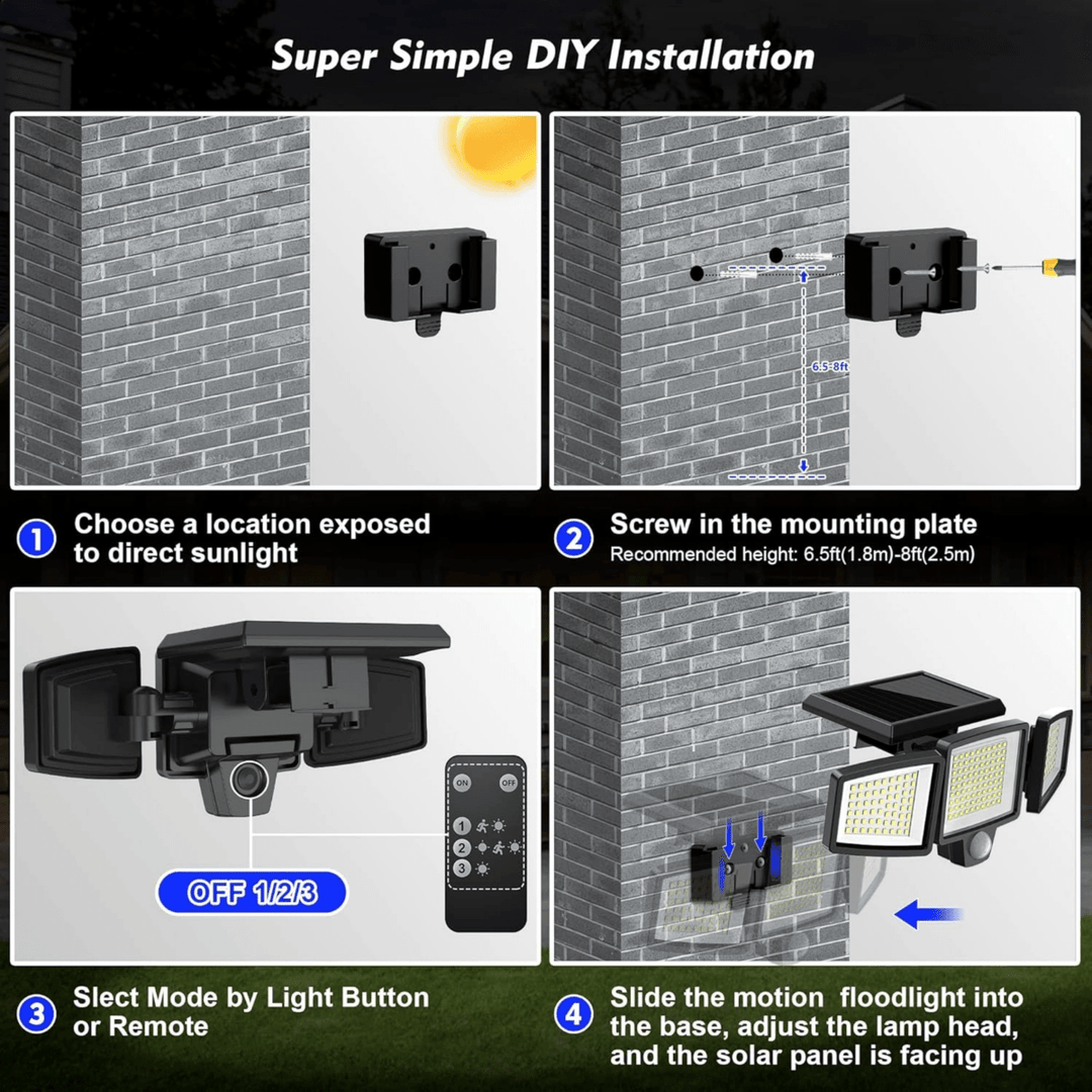 Lisslune | SOLARGUARD – Solar Security Light with Motion Sensor and Remote Control