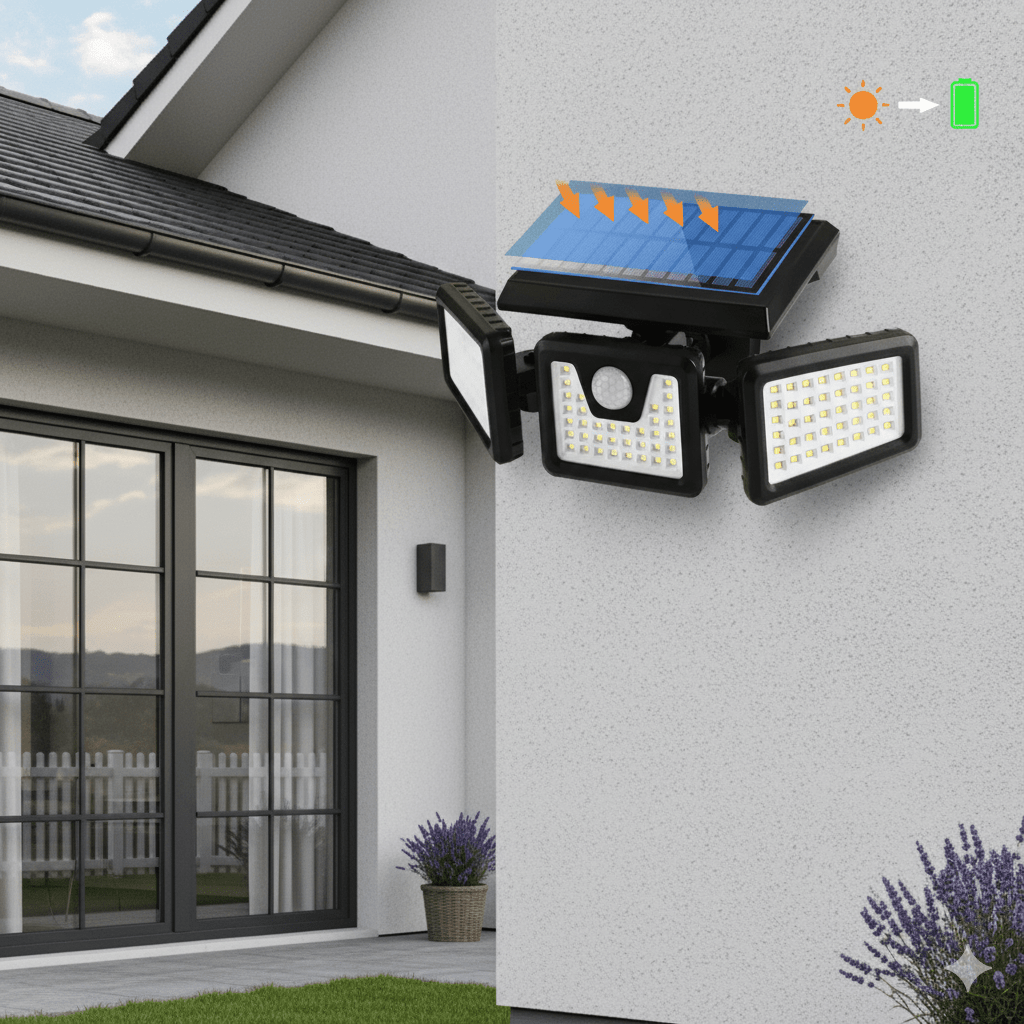Lisslune | SOLARMAX – 360° Rotating Triple Head Solar Security Wall Light